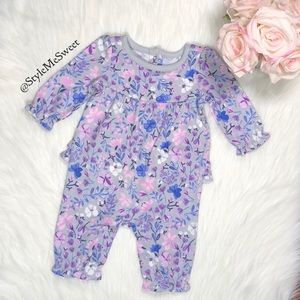 Gymboree light gray onesie with pastel flowers